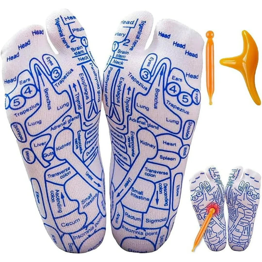 Reflexology socks with massage tool