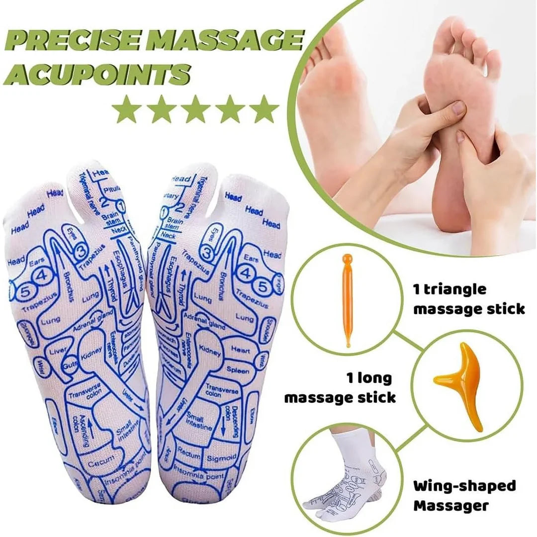 Reflexology socks with massage tool
