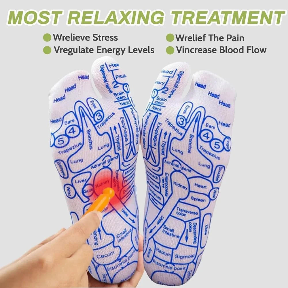 Reflexology socks with massage tool
